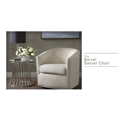 Red Barrel Studio® Leominster Nailhead Swivel Barrel Chair & Reviews Wayfair